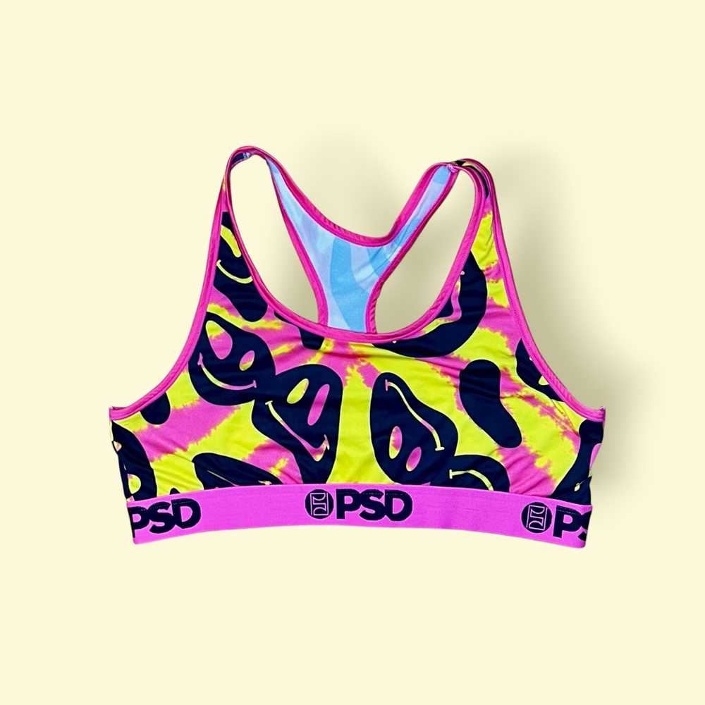 PSD Trippy Smiley Face Sports Bra, Size XXL